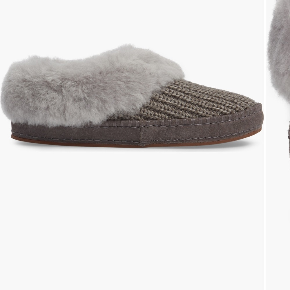 UGG Charcoal Knit Slippers with Plush Lining